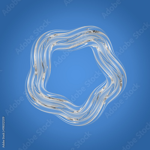 A glass torus with transparency on a blue gradient background