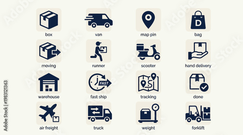 Logistics Delivery Icons Set.