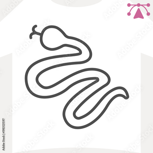 Viper snake, python line icon, tattoo artwork concept. Vector graphics. Animal sign and editable stroke, outline style icon for mobile or web design.