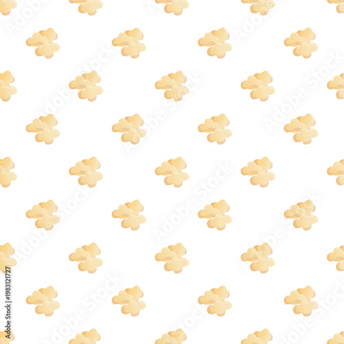 Popcorn pieces creating a seamless repeating pattern on a white background