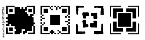 set of black and white qr codes for digital marketing and contactless technology