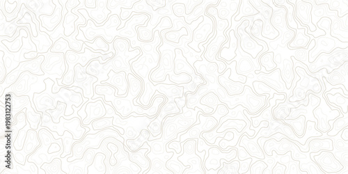 Brown topographic map lines on white background for design and texture
