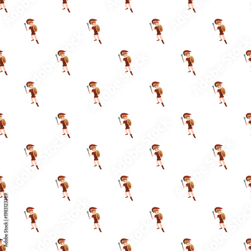Roman warrior holding a shield and sword creating a repeating vector pattern