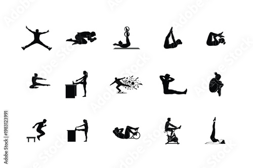 Urban Parkour and Freerunning Action Silhouettes Rooftop Jumping, Wall Climbing, and High Energy Movement