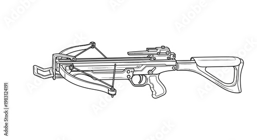 Modern Crossbow Weapon Outline Drawing
