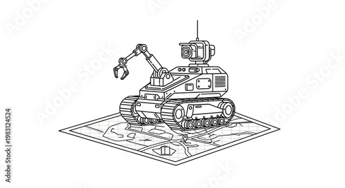 Robot on a map, technology, innovation, exploration, future, AI