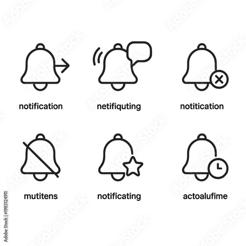 Notification icons set featuring unique designs for apps and interfaces