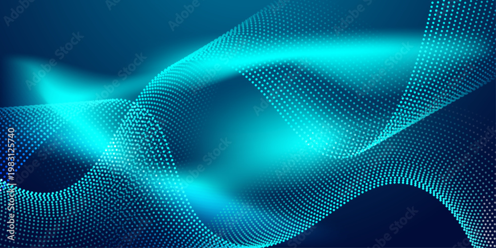 Obraz premium Abstract Wave, Line Particle Technology Background.Bright blue gradations, Light,Modern background,Trendy.abstract background