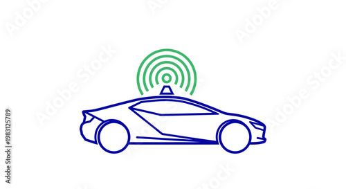 Autonomous Vehicle with Wireless Signal Icon.