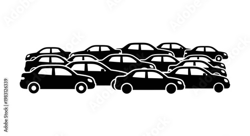 Multiple Cars Congested in Traffic Jam Illustration.