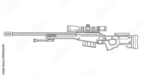 Sniper Rifle with Scope - Vector Illustration