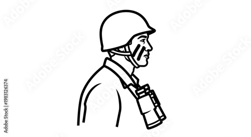 Soldier with Binoculars and Camouflage Face Paint, Military Reconnaissance