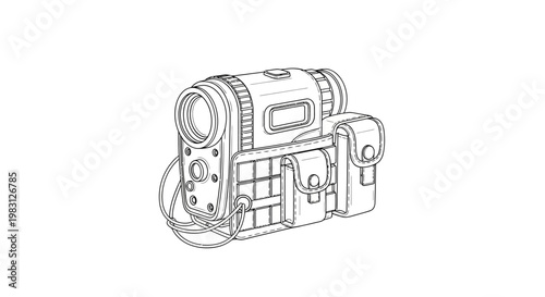 Vintage Camcorder Line Art Illustration - Retro Video Camera Drawing