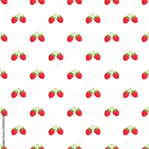 Red organic raspberries repeating as a sweet healthy food background texture
