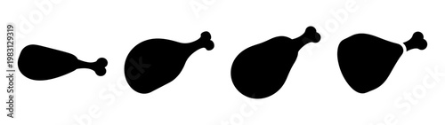 set of four black minimalist meat cut icons on white background