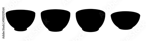 minimalist black soup bowl set isolated on white background