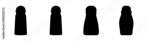 set of four minimalist black spice jars on white background