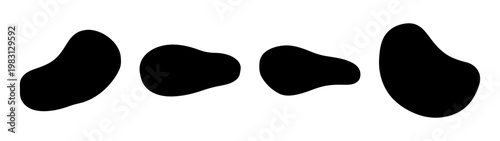 Set of four minimalist black abstract organic shapes on white background
