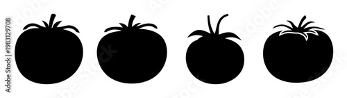 four fresh ripe tomatoes isolated on black background minimalist composition