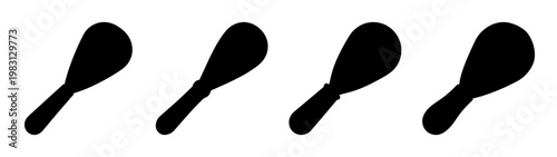 set of five minimalist black kitchen whisks isolated on white background