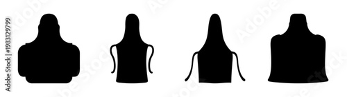 set of four black apron silhouettes for retail and hospitality branding