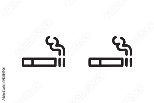 Tobacco addiction icons, cigarette smoking, health risk warning and disease prevention visuals