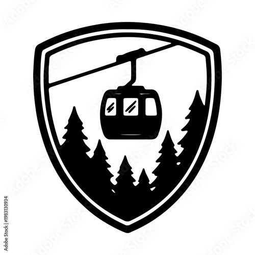 Ski Resort Gondola Shield Logo