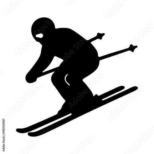 Downhill Alpine Skier Silhouette Icon