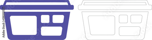 Blue and white meal prep container outline food lunch