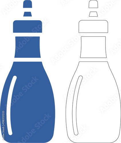Blue salad dressing bottle and outline