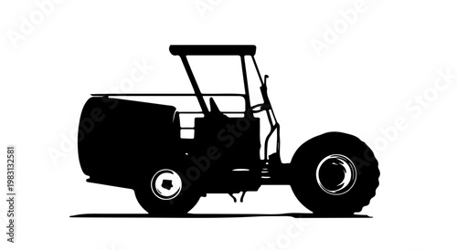Silhouette of a baler machine on white background  