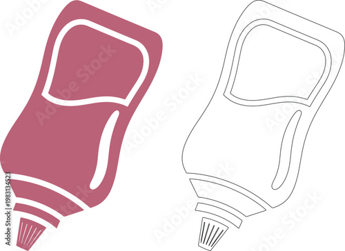 Ketchup squeeze pack and outline sauce condiment bottle