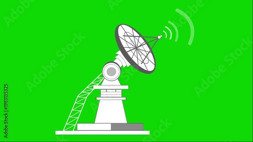 Animation of a satellite dish emitting signals