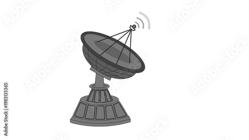 Satellite Dish Emitting Signals Animated, Animation of a satellite dish emitting signals