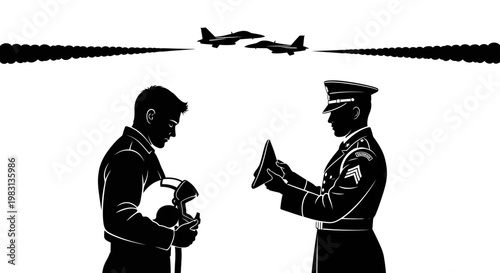 Military Pilot Receives Award with Fighter Jets Flying Overhead