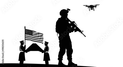 Soldier, Flag, Drone, Military Ceremony, Honor Guard, American Flag, Respect, Sacrifice