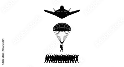 Stealth Bomber Paratrooper Military Operation Airborne Assault Soldiers Marching