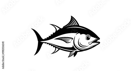 Tuna Fish Silhouette Vector Illustration - Fresh Seafood
