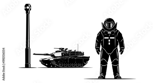 Tank, Bomb Disposal Suit, and Tall Pole: Scale Comparison of Military and Safety Equipment