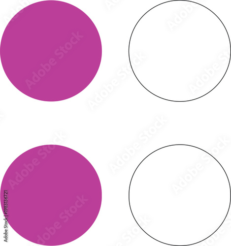 Two pink circles and two outline circles arranged vertically