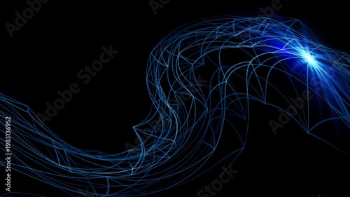 Blue cybernetic connected electrical spiral plexus 