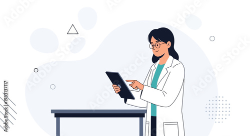 Doctor using tablet, modern healthcare, medical research, clinic, diagnosis