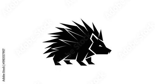 Stylized Geometric Hedgehog Silhouette Vector Icon