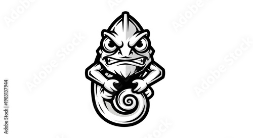 Angry Chameleon Mascot Character Drawing