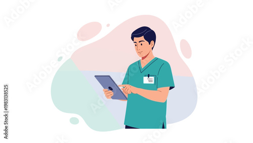 Doctor using tablet for medical records and patient care