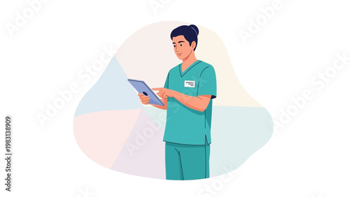 Doctor using digital tablet, medical professional, healthcare technology, modern medicine
