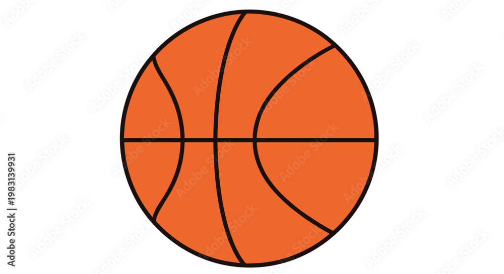 Fototapeta premium A simple colorful illustration of an orange basketball with black lines