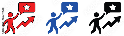 Motivation icon set, modern line and flat style icons showing ambition, progress, energy, and success concepts for productivity, self development, and business inspiration, vector illustration.