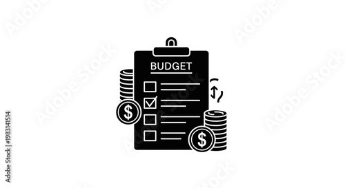 Budget planning illustration clipboard coins and financial concepts