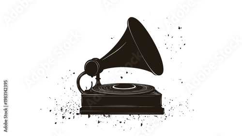Vintage gramophone with artistic splatter design